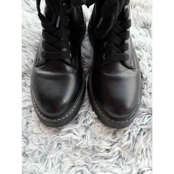 Madden Girl Chunky Black Faux Leather Platform Lace Up Boots - Picture 6 of 6